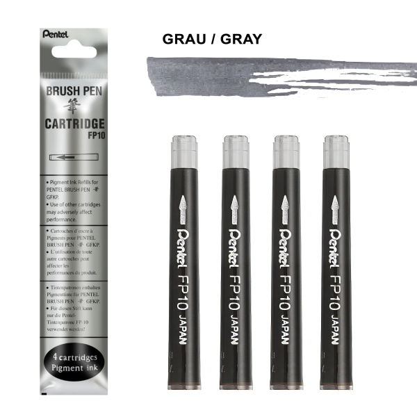 Pentel Pocket Brush - Nachfüller - grau